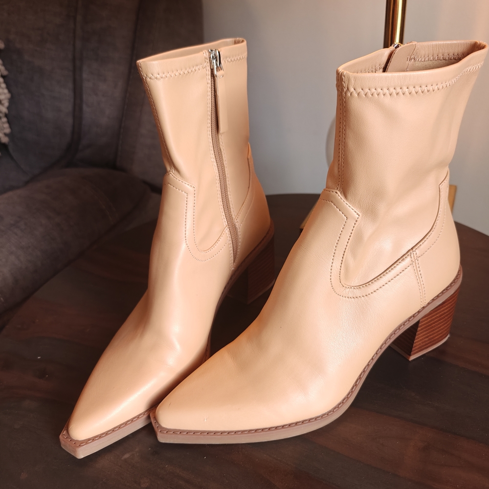 Dolce Vita Nude Leather Ankle Boots